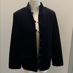 Velour Butte Dark Blue Navy Quilted Velvet Women's Blazer Jacket Vintage